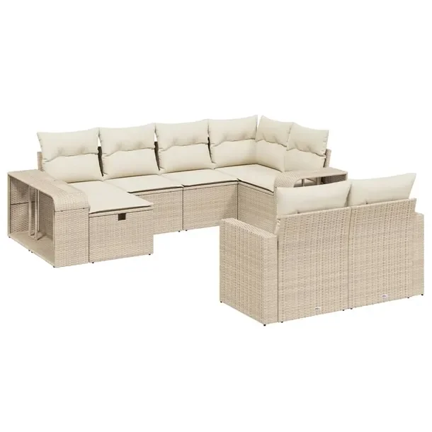 Zestaw mebli ogrodowych modułowych beżowy rattan PE, 55-112 x 27-62 x 37-