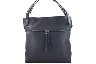 Barberini's, Worek skórzany, shopper bag A4, granatowy - Torebki damskie - miniaturka - grafika 1