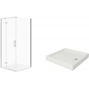 Kabiny prysznicowe - Zestaw Cersanit Jota kabina prysznicowa 90x90 cm kwadratowa lewa z brodzikiem Tako chrom/szkło przezroczyste (S160001, S204012) - miniaturka - grafika 1