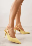 Sandały damskie - Żółte Sandały Slingback na Szpilce z Imitacji Zamszu Carilona - miniaturka - grafika 1