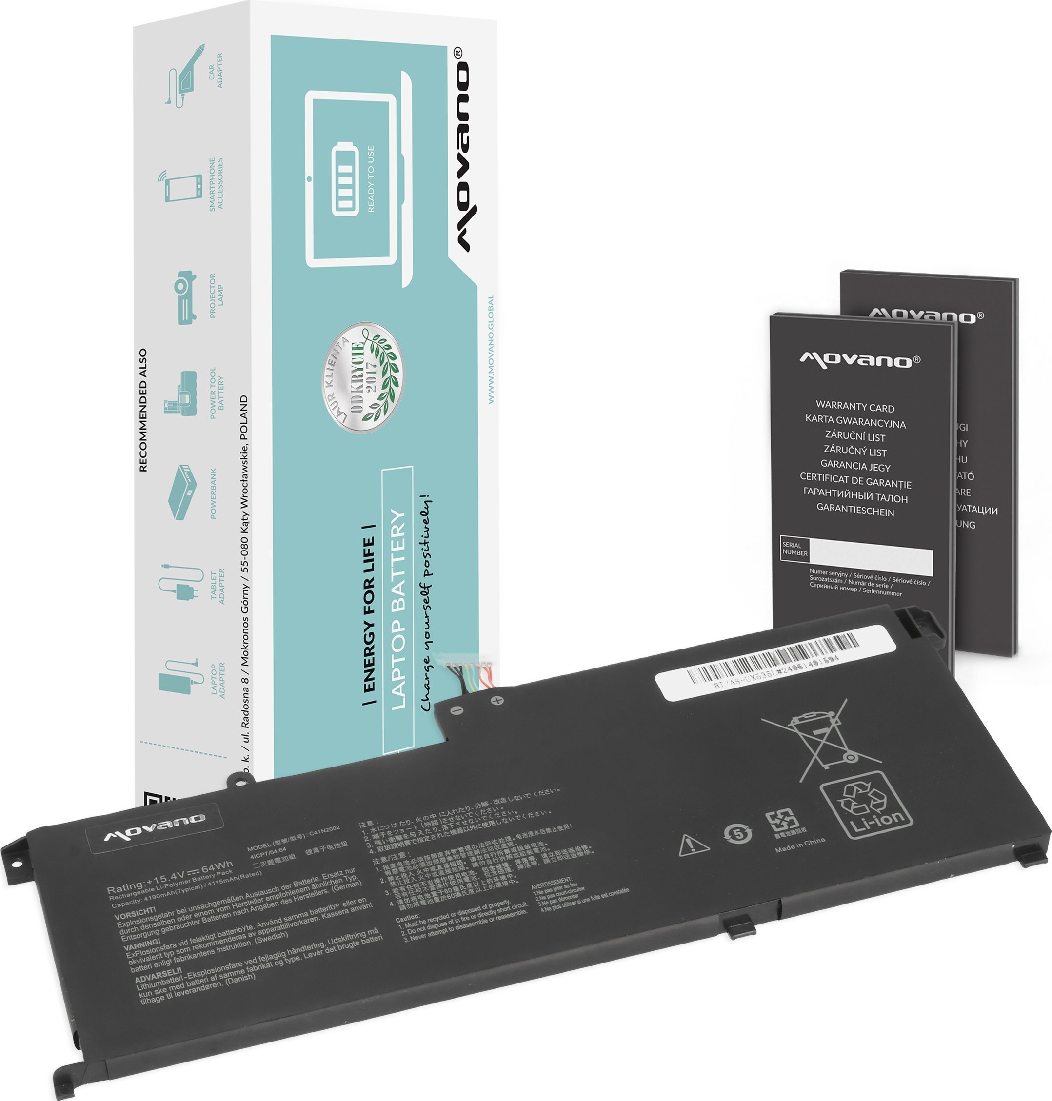 Bateria Movano Bateria Movano do Asus Zenbook Pro 15 OLED UX535L, UX535LH, UX535LI