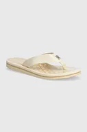 Klapki i japonki damskie - Tommy Hilfiger japonki TH EMBLEM BEACH SANDAL damskie kolor beżowy na płaskim obcasie FW0FW07900 - miniaturka - grafika 1