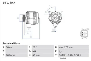 Alternator Bosch 0 986 082 040 - Alternatory - miniaturka - grafika 1