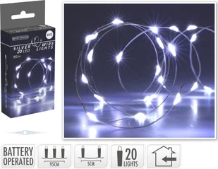 ŁAŃCUCH LED 20L BIAŁY na baterie 95cm 2x AA 1,5V - Taśmy LED - miniaturka - grafika 1