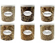 Pojemniki kuchenne - POJEMNIK PLASTIKOWY SŁOIK BIAŁA ZAKRĘTKA 1L 6 SZTUK + ETYKIETY - miniaturka - grafika 1