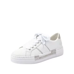 Sneakersy damskie - Rieker Damskie sneakersy N4501, Biały biały Fog Silver 81 81, 35 EU - grafika 1