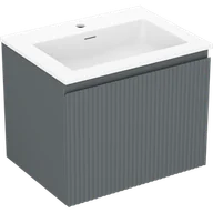 Szafki łazienkowe - Mexen Rivel szafka łazienkowa 60 cm z umywalką Otis, 1 szuflada, ryflowana , grafit mat/biała mat - 91A20-06047-1-BF66-W18M01 - miniaturka - grafika 1