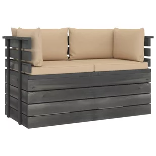 vidaXL Ogrodowa sofa 2-osobowa z palet, z poduszkami, drewno sosnowe - Ławki ogrodowe - miniaturka - grafika 1