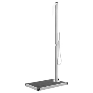 vidaXL Lumarko Prysznic ogrodowy z szarą podstawą, 225 cm, stal nierdzewna 3070785 - Akcesoria do basenów - miniaturka - grafika 1