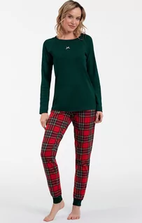 Piżamy damskie - Świąteczna piżama damska zielona Tess, Kolor zielony-kratka, Rozmiar S, Italian Fashion - Intymna - grafika 1