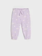 Spodnie i spodenki dla dziewczynek - Sinsay - Spodnie dresowe jogger - fioletowy - miniaturka - grafika 1
