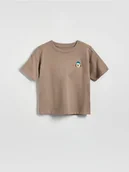 Bluzki dla niemowląt - Reserved - T-shirt z haftem - brązowy - miniaturka - grafika 1