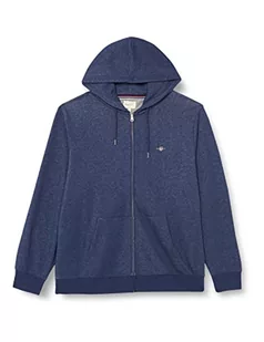 GANT Męska bluza z kapturem REG Shield Full Zip Hoody, Dark JEANSBLUE melanż, standardowa, Dark Jeansblue melanż, XXL - Bluzy męskie - miniaturka - grafika 1