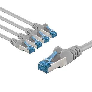 goobay 66020 CAT 6A kabel sieciowy w zestawie 5 szt. / kabel krosowy ekranowany S/FTP/CU Ethernet kabel, PiMF, LSZH/Cat 6a kabel 10 Gbits/szary / 5 x 5 m - Kable miedziane - miniaturka - grafika 1