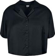 Koszule damskie - Urban Classics Damska koszula damska Viscose Satin Resort Shirt, krótki rękaw, damska koszula dostępna w 3 kolorach, rozmiary XS - 5XL, czarny, XL - miniaturka - grafika 1