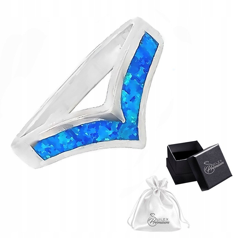 Pierścionek srebrny pr. 925 Piękny Rodowany z Opalem Niebieskim r. 11