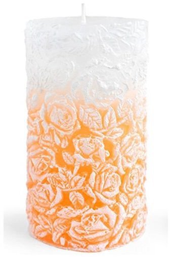 Świeca walec duży 8x18,5cm RÓŻANA pomarańczowa parafinowa