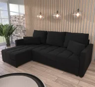 Narożniki - Narożnik rozkładany z funkcją spania Domi Inari Czarny - miniaturka - grafika 1