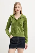 Bluzy damskie - Juicy Couture bluza ROBERTSON HOODIE damska kolor zielony z kapturem z aplikacją JCAP176G - miniaturka - grafika 1