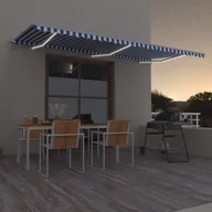 Markizy - VidaXL Lumarko Ręcznie zwijana markiza z LED, 600x350 cm, niebiesko-biała! 3069041 VidaXL - miniaturka - grafika 1