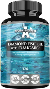 APOLLO'S HEGEMONY DIAMOND FISH OIL OMEGA 3 WITAMINA D3 & K2 120 KAPSUŁEK - Suplementy naturalne - miniaturka - grafika 1