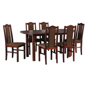 Stoły z krzesłami - Zestaw stół Wenus 1 orzech i 6 krzeseł drewnianych BOS 2 orzech tkanina 6 szybka wysyłka - miniaturka - grafika 1