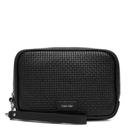 Torby męskie - Saszetka Calvin Klein Embossed Woven Zip Pouch LV04D1111G Czarny - miniaturka - grafika 1