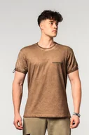 Koszulki sportowe męskie - Koszulka męska Nebbia Washed-off Cotton T-shirt MAX OUT Light Brown XL - miniaturka - grafika 1