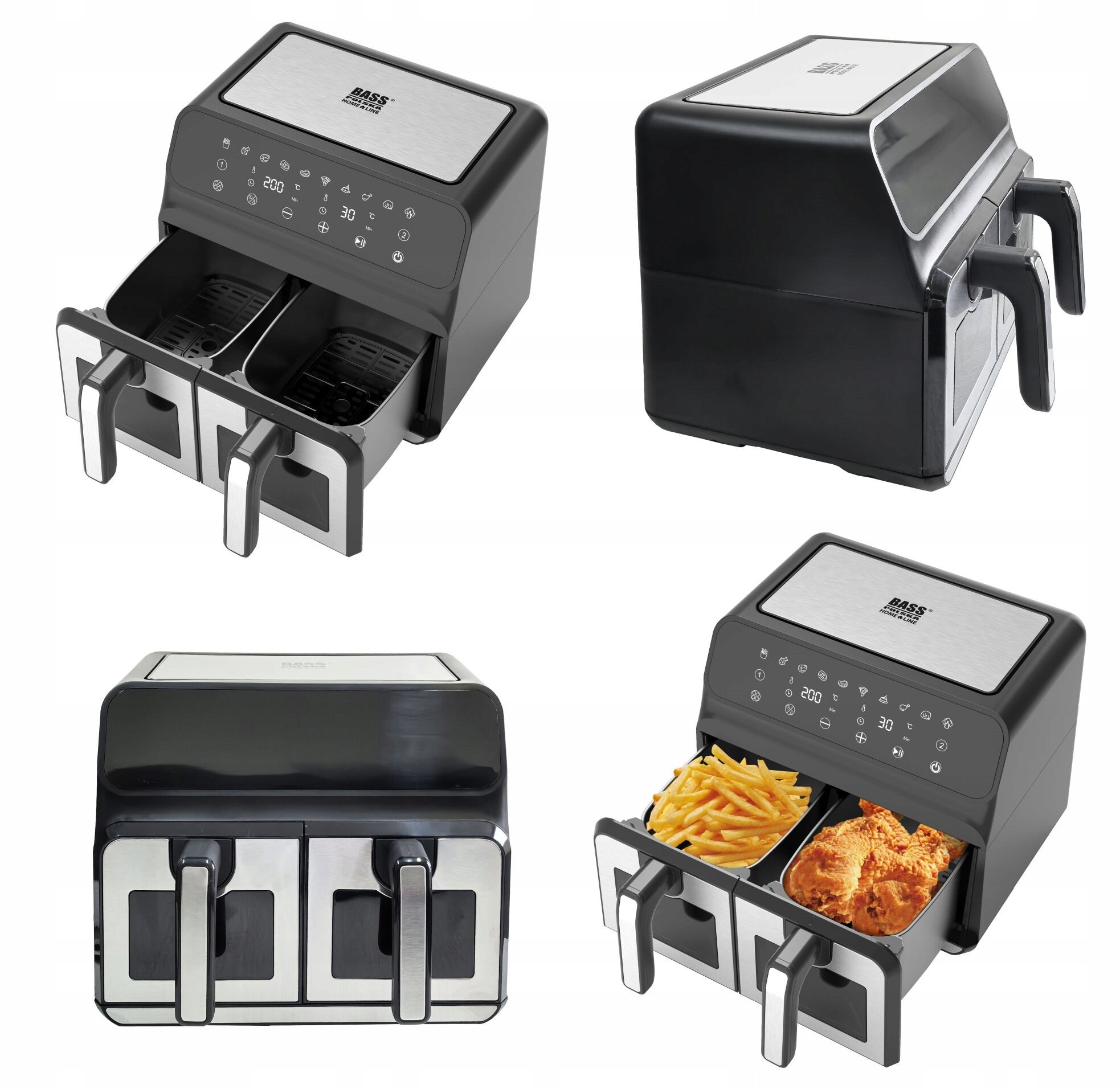 Airfryer Frytkownica Dwukomorowa Beztłuszczowa Podwójna Frytownica 9L