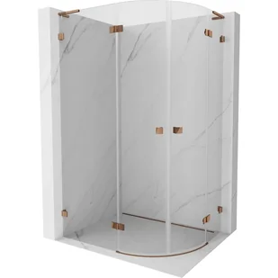 Mexen Lunar L kabina prysznicowa półokrągła uchylna lewa 100 x 80 cm, transparent, różowe złoto - 833L-100L-080P-60-00 - Kabiny prysznicowe - miniaturka - grafika 1