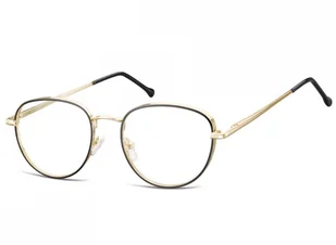 Owalne Okulary oprawki optyczne 918C czarno-złote - Okulary korekcyjne, oprawki, szkła - miniaturka - grafika 1