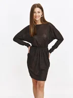 Sukienki - Krótka sukienka z błyszczącej tkaniny - miniaturka - grafika 1