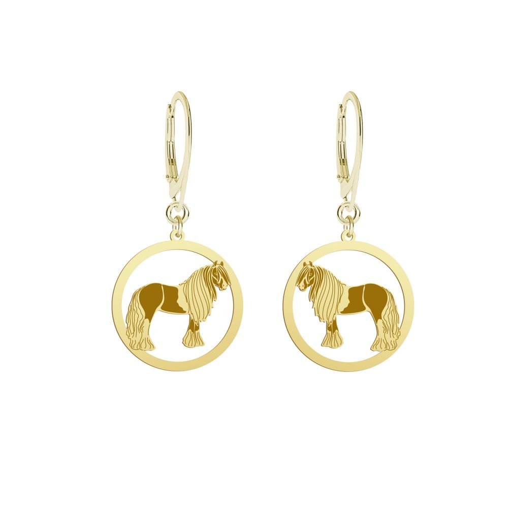 Kolczyki Złote Koń Cygański Vanner 925 Prezent Biżuteria Kobieta GRAWER