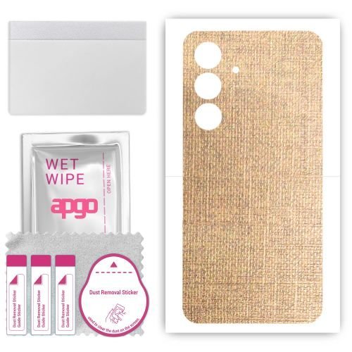 folia naklejka skórka strukturalna na TYŁ do Samsung Galaxy C55 - Tkanina Denim Beżowy - apgo SKINS