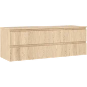 Szafki łazienkowe - Mexen Rivel szafka łazienkowa podumywalkowa 140 cm z blatem, 2 szuflady, ryflowana , dąb - 91A20-14047-2-BFFC81 - miniaturka - grafika 1