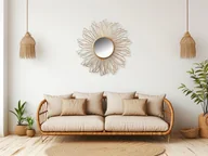 Lustra - Lustro Kobolo lustro ścienne lustroReplika acyjne - SUN - lakierowany metal - kolor złoty - 80cm XXL - miniaturka - grafika 1