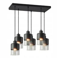 Lampy sufitowe - Lampa Sufitowa Wisząca Żyrandol Dual Glass 568-AZ6 LED E27 Black Edition - miniaturka - grafika 1