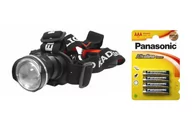 Latarki - Diodowa latarka czołowa Tiross TS-1103 z diodą 7W Cree XR-E Q7 + 4x baterie Panasonic Power Alkaline LR03 AAA - miniaturka - grafika 1