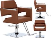 Fotele - Fotel fryzjerski Gaja Brown hydrauliczny obrotowy podnóżek do salonu fryzjerskiego krzesło fryzjerskie - miniaturka - grafika 1