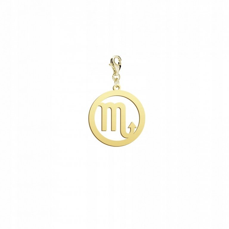 Pozłacany Charms Znak zodiaku SKORPION DEDYKACJA