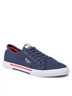 Półbuty męskie - Pepe Jeans Tenisówki Brady Men Basic PMS30816 Granatowy - miniaturka - grafika 1