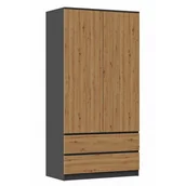 Regały - Dwudrzwiowa szafa z szufladami antracyt + dąb artisan G2-G68 - miniaturka - grafika 1