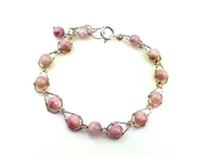 Bransoletki - Kunzyt - bransoletka srebro Ag930, obwód od 17 do 19 cm, waga 8.3 grama, rękodzieło - miniaturka - grafika 1