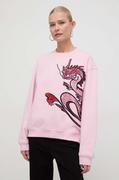 Bluzy damskie - Pinko bluza bawełniana damska kolor różowy z aplikacją - miniaturka - grafika 1