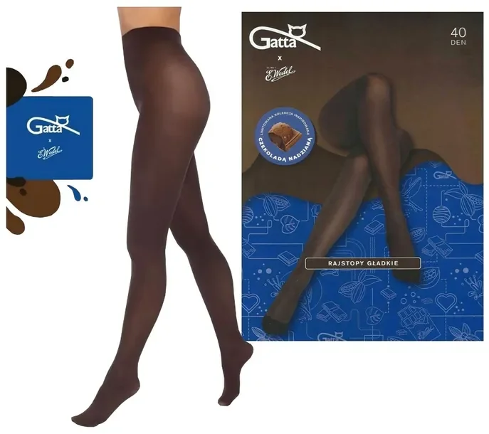 Gatta & Wedel Rajstopy Gładkie Mikrofibra 40 Den Brązowe Dark Choco 2-s