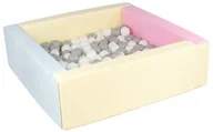 Suche baseny - Kwadratowy suchy basen z ekoskóry z 200 piłeczkami (różowy, niebieski, żółty (pastel)/biały,szary) - miniaturka - grafika 1