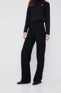 Emporio Armani spodnie damskie kolor czarny proste high waist - Spodnie damskie - miniaturka - grafika 1
