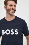 Koszulki męskie - BOSS t-shirt bawełniany kolor granatowy z nadrukiem - Boss - miniaturka - grafika 1