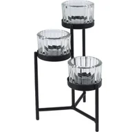 Świeczniki - Świecznik na 3 tealighty, metal i szkło, 10 x 10 x 16 cm - miniaturka - grafika 1