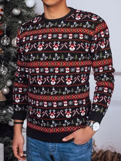 Swetry męskie - Sweter męski świąteczny czarny Dstreet WX2162 - grafika 1